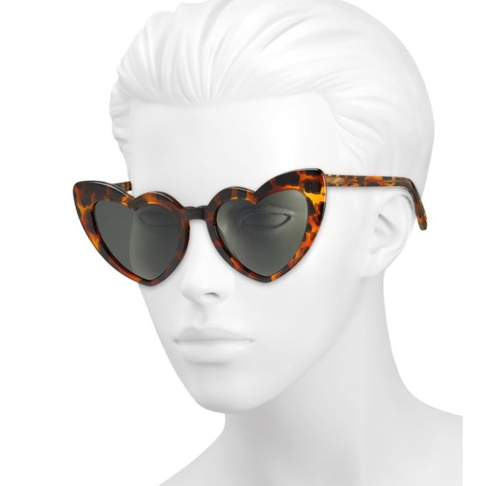 Saint Laurent Loulou 54mm Heart-Shaped Tortoise Sunglasses - Picture 3 of 7